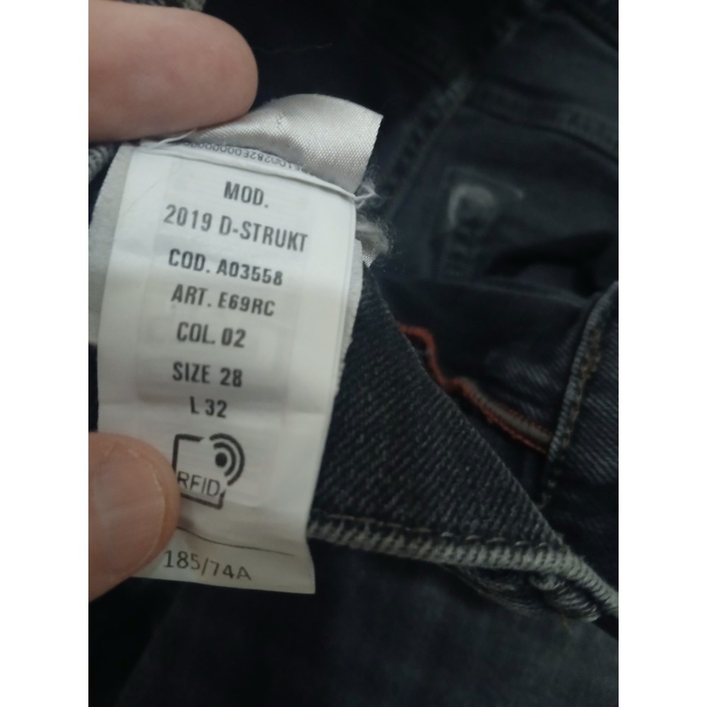 DIESEL Men's Size W30xL28 (Tag 28x 32) Black 2019 D-Strukt Slim  Jeans - Picture 4 of 11